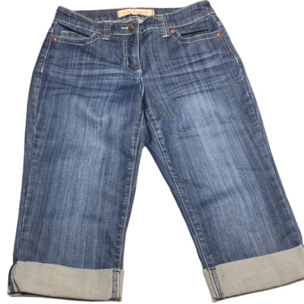 VINTAGE CONTRAST HIGH-RISE DENIM CAPRI JEANS  6/28x17 ⭐️